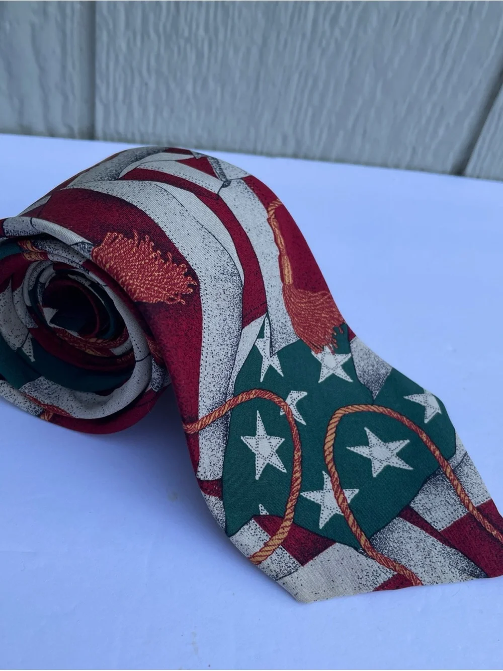 VTG Polo Ralph Lauren Tie American Flag 100% Silk Made By Hand In USA Party REAR - Picture 2 of 12